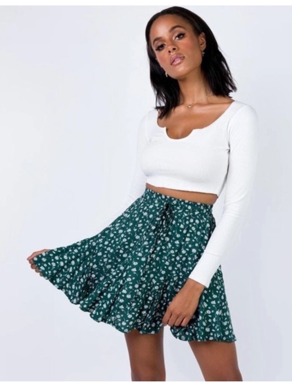 PRINCESS Polly Delungra Mini Skirt Forest Green fits like size 2-4